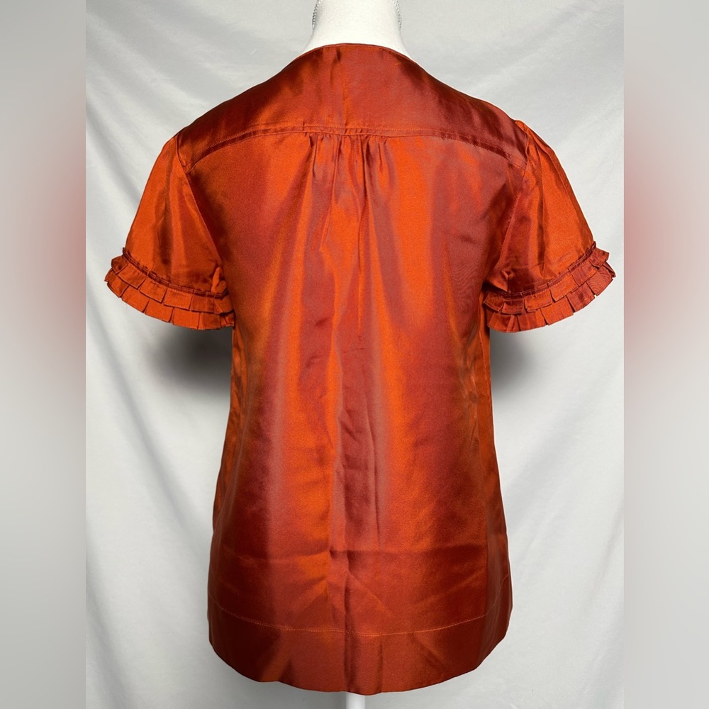 BANANA‎ REPUBLIC 100% Silk Orange Careerwear Preppy Short Sleeve Size XS - Picture 4 of 6